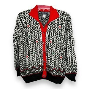 Vintage South 100% Wool Hand Loomed Finished Cardigan Collared Sweater Size SM